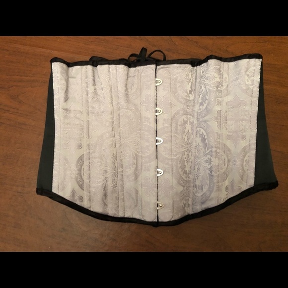 Silver brocade corset